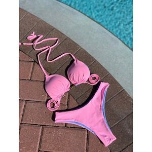 Lubyswim Daiane Handmade Brazilian Swimsuit Set Blue and Pink